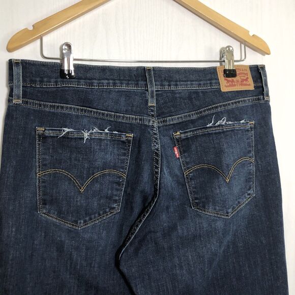 Levi's 314 Jeans Womens 32 Blue Shaping Straight Hi Rise Tummy Slimming Raw Hem - Picture 10 of 12